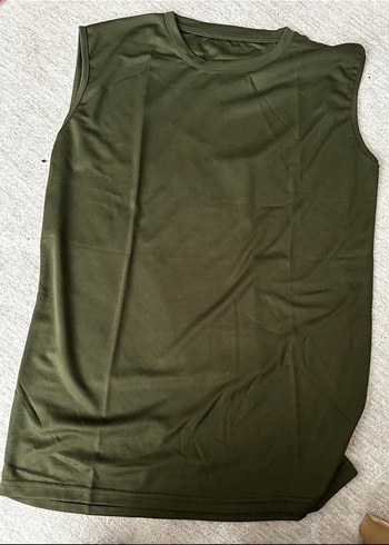 Erkek Haki sıfır Kollu Tişört - Görsel 2