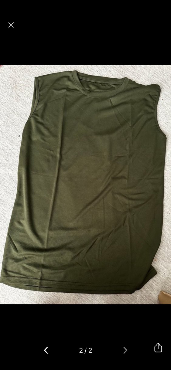 Erkek Haki sıfır Kollu Tişört - Görsel 2