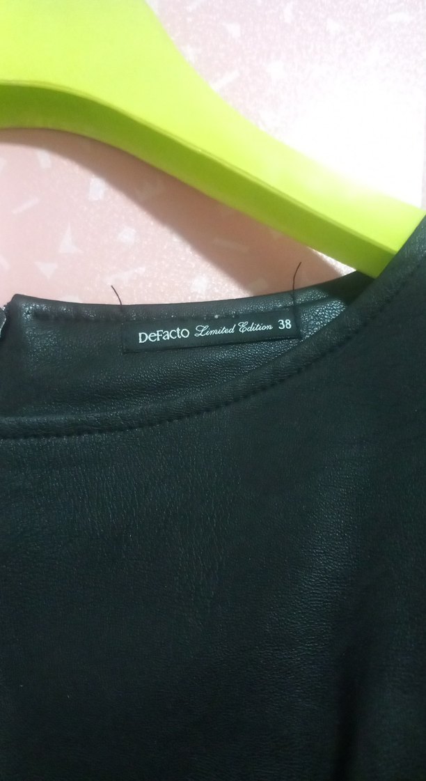 Siyah deri Kemerli Midi Kadın Elbise - Görsel 3