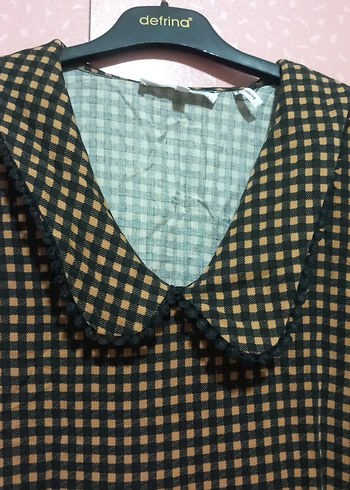 siyah Kareli Uzun Kollu elbise - Görsel 2