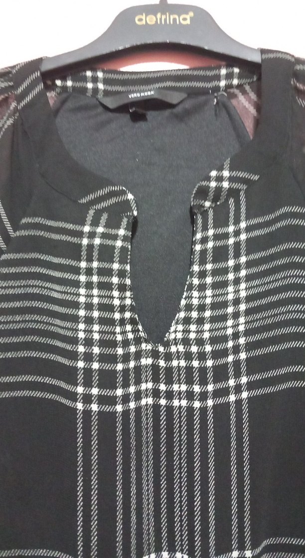 Gri Siyah Ekose Hamile elbise şifon - Görsel 3