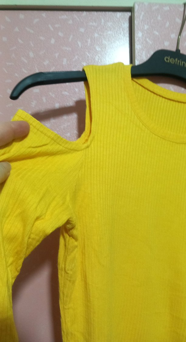 Sarı Uzun Kollu Kadın penye - Görsel 2