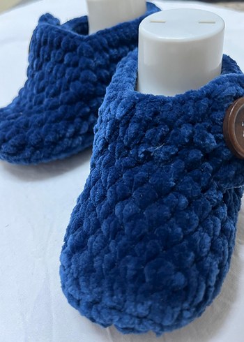 Mavi Örgü Erkek Bebek Patik - Görsel 3