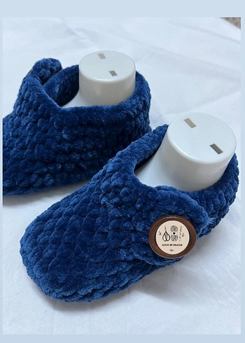 Mavi Örgü Erkek Bebek Patik - Görsel 2