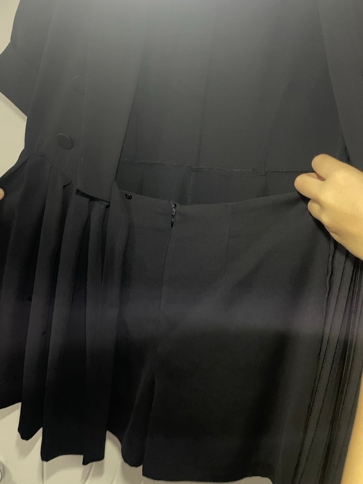 Siyah Uzun Kollu Kadın Şortlu Tulum - Görsel 3