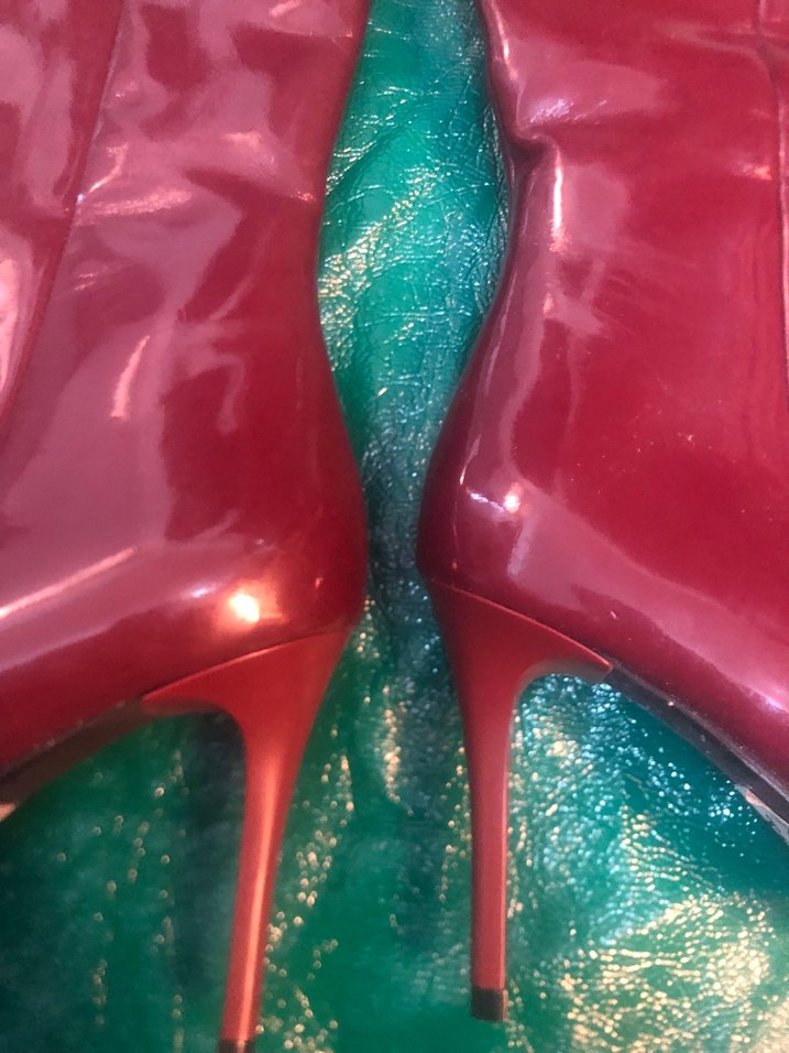 Parlak bordo Dizüstü Stiletto Çizme - Görsel 2