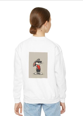 Kadın Beyaz Bisiklet Yaka Sweatshirt - Görsel 2