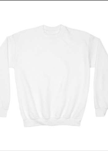 Kadın Beyaz Bisiklet Yaka Sweatshirt - Görsel 4