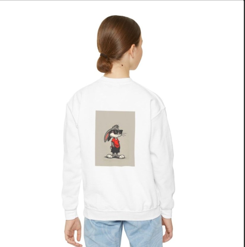 Kadın Beyaz Bisiklet Yaka Sweatshirt - Görsel 2