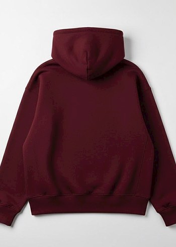 Bordo Kapüşonlu Kadın Sweatshirt - Görsel 2