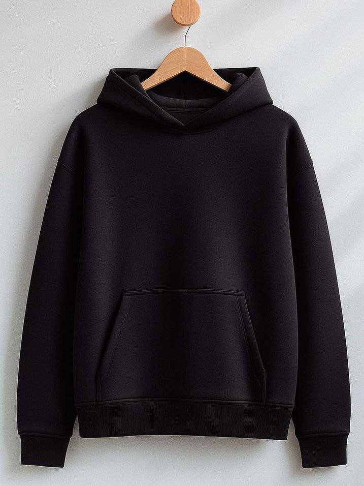 Erkek Siyah Oversize Kapüşonlu Sweatshirt - Görsel 2