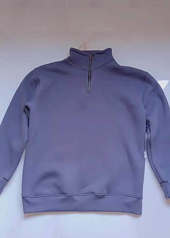 Gri Erkek Fermuarlı Sweatshirt - Görsel 2