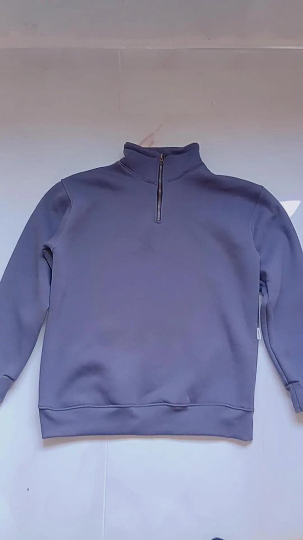 Gri Erkek Fermuarlı Sweatshirt - Görsel 2