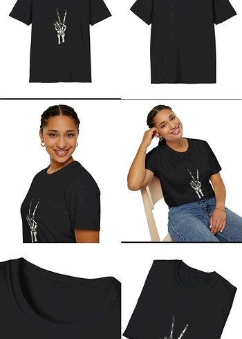 Beyaz Baskılı Kadın Tişört - Görsel 2