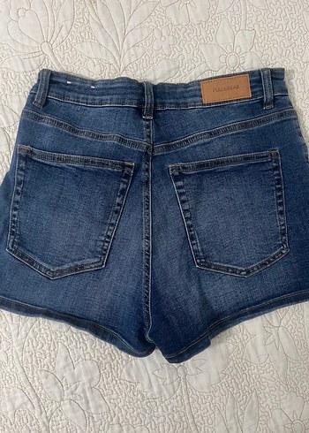 Düğmeli Koyu Mavi Kadın Mini Denim Şort - Görsel 2
