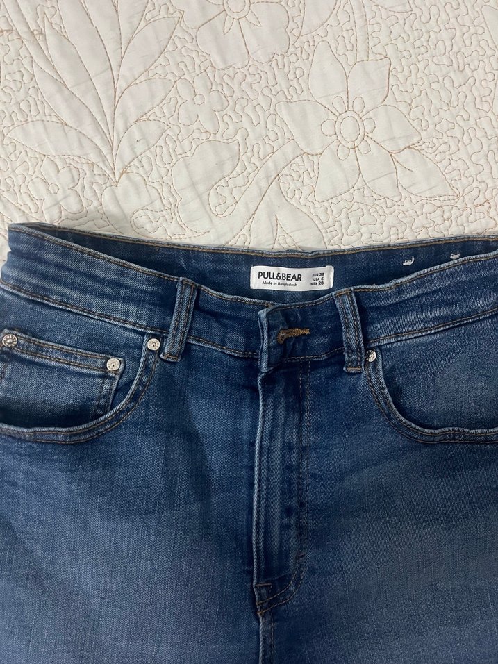 Düğmeli Koyu Mavi Kadın Mini Denim Şort - Görsel 3