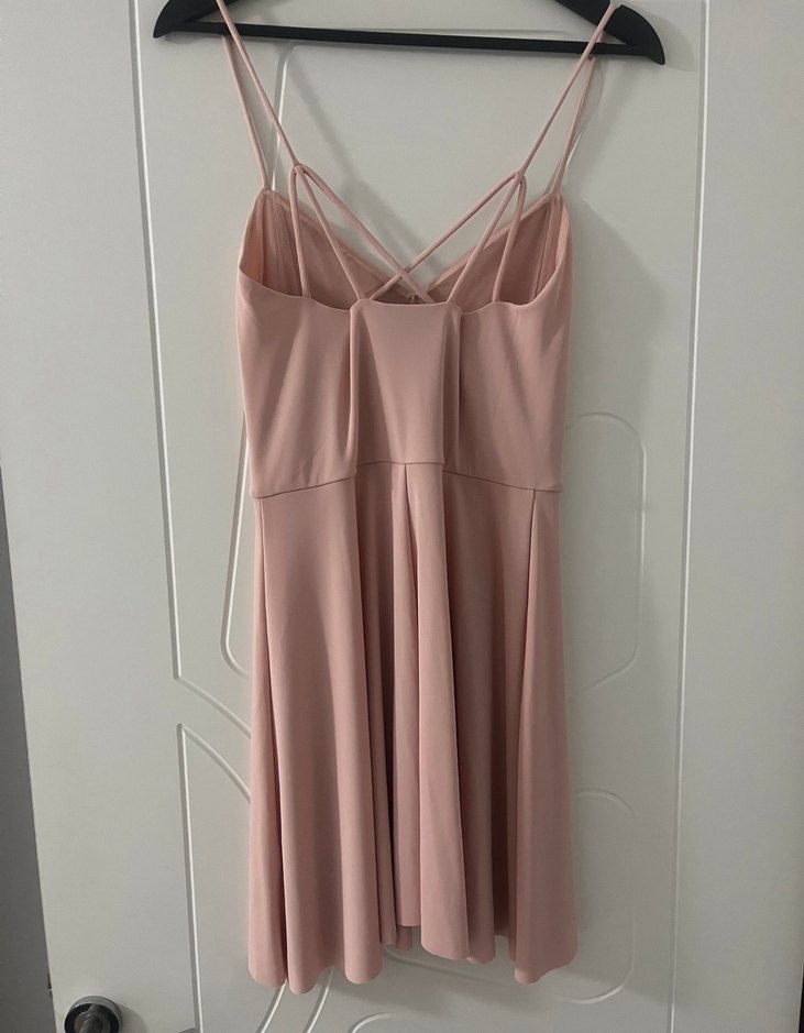 Pudra Renkli V Yaka İnce Askılı Midi Elbise - Görsel 2