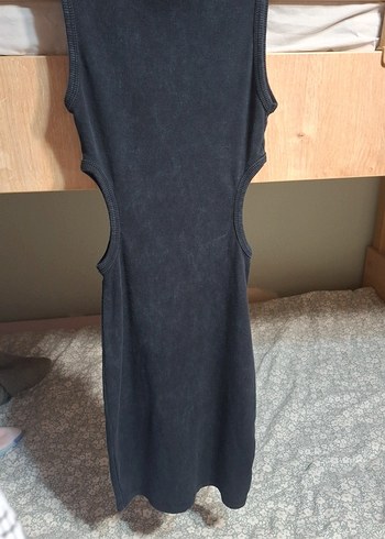 Siyah Süet Yırtmaçlı Uzun Kadın Elbise - Görsel 2