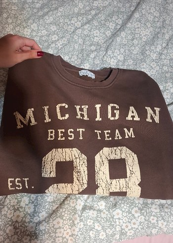 Kadın Kahverengi Baskılı Sweatshirt - Görsel 2