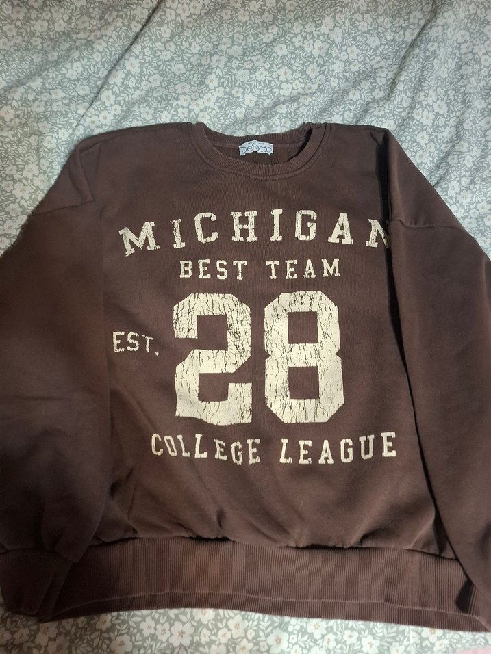 Kadın Kahverengi Baskılı Sweatshirt - Görsel 3