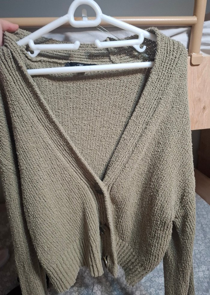 V Yaka Örgü Kadın Hırka s bedebn - Görsel 2