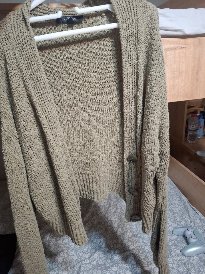 V Yaka Örgü Kadın Hırka s bedebn - Görsel 3