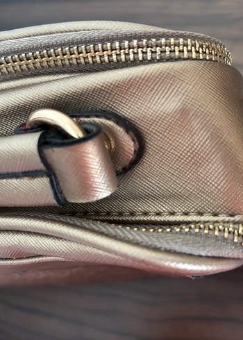 Gri Deri Yılan Desenli Fermuarlı Kadın Çanta - Görsel 3