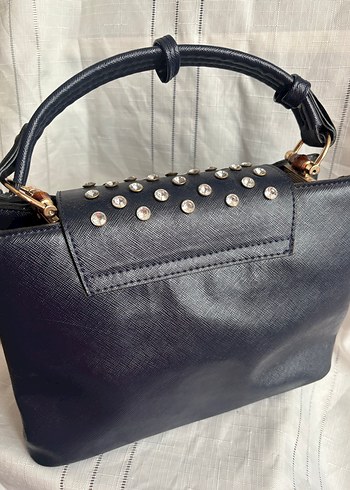 Kemerli lacivert Deri Kadın Çantası - Görsel 4