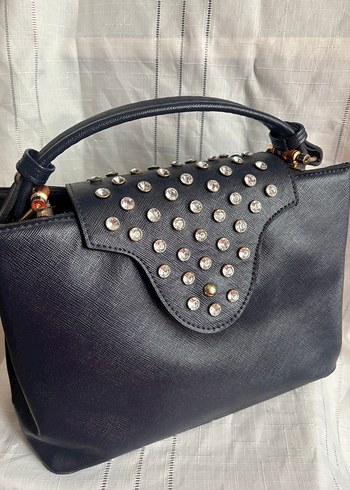 Kemerli lacivert Deri Kadın Çantası - Görsel 3