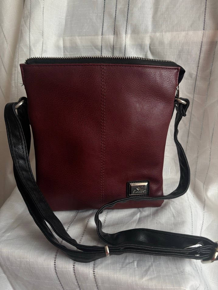 Bordo Deri Kadın Çanta Fermuarlı - Görsel 2