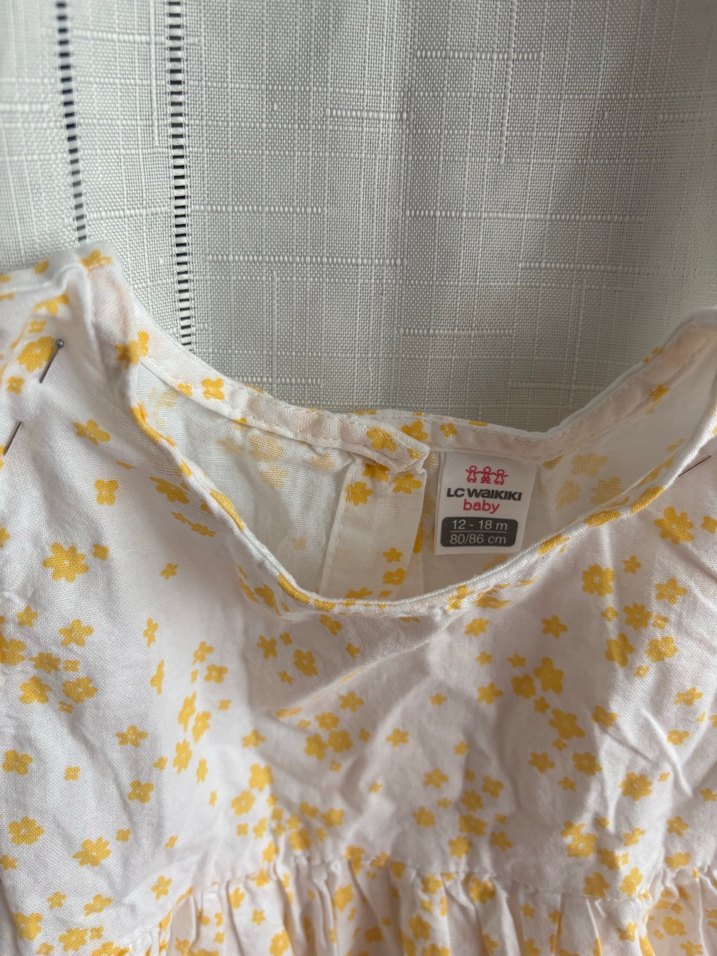 Sarı Çiçek Desenli Kız Elbisesi - Görsel 4