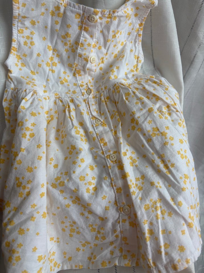 Sarı Çiçek Desenli Kız Elbisesi - Görsel 3