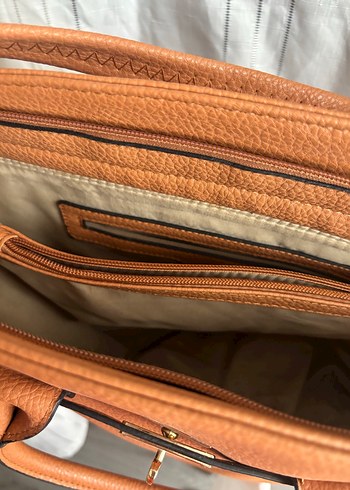 Camel Deri Tokalı Kadın Çanta - Görsel 5