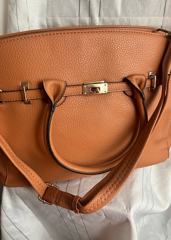 Camel Deri Tokalı Kadın Çanta - Görsel 3
