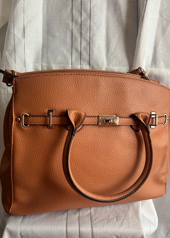 Camel Deri Tokalı Kadın Çanta - Görsel 2