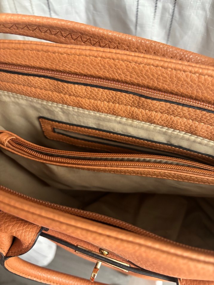 Camel Deri Tokalı Kadın Çanta - Görsel 5