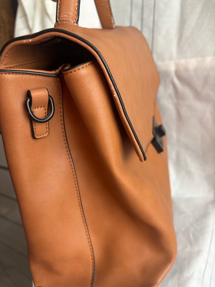 Bej Deri Kadın Çanta Tokalı - Görsel 4