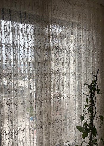 Bohem İşlemeli krem Tül Perde - Görsel 2