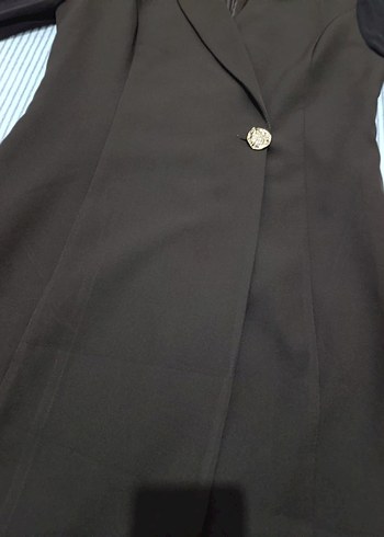 Kahverengi Uzun Düğmeli İş Kadın Ceketi - Görsel 2