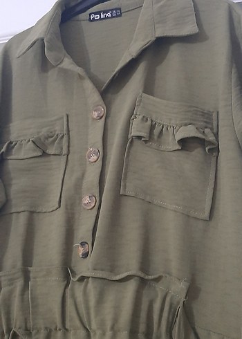 Düğmeli Uzun Kesim ayrobin kumas - Görsel 4