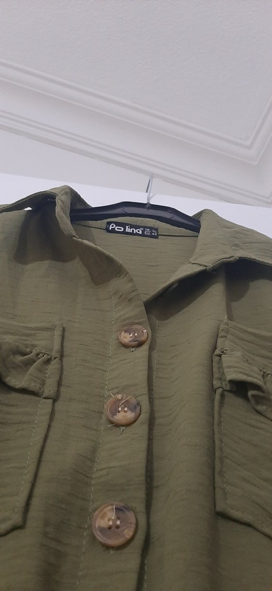 Düğmeli Uzun Kesim ayrobin kumas - Görsel 5