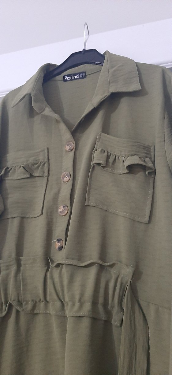 Düğmeli Uzun Kesim ayrobin kumas - Görsel 4