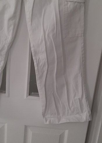 Beyaz Rahat Kesim  Kadın Kot Pantolon - Görsel 2