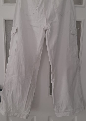 Beyaz Rahat Kesim  Kadın Kot Pantolon - Görsel 5