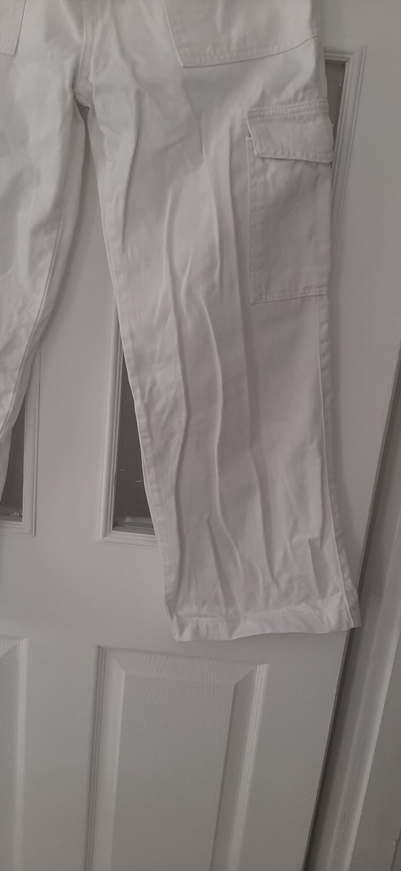 Beyaz Rahat Kesim  Kadın Kot Pantolon - Görsel 2