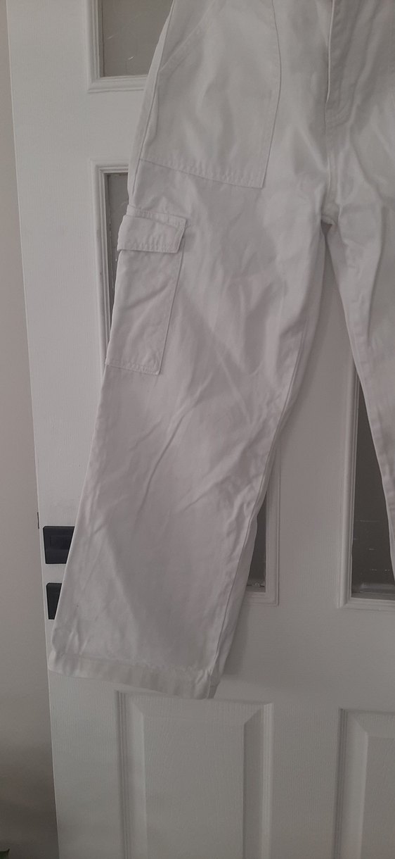 Beyaz Rahat Kesim  Kadın Kot Pantolon - Görsel 3