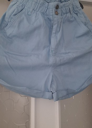 Düğmeli Mavi Kadın Denim Şort - Görsel 3