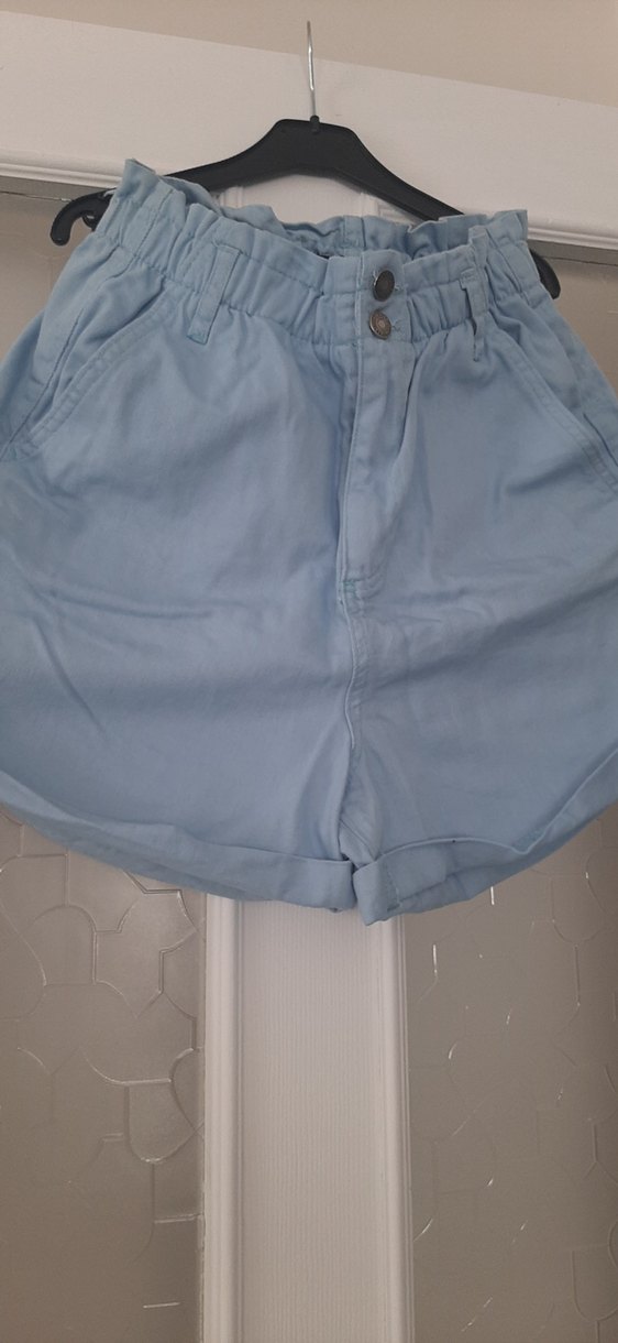 Düğmeli Mavi Kadın Denim Şort - Görsel 3