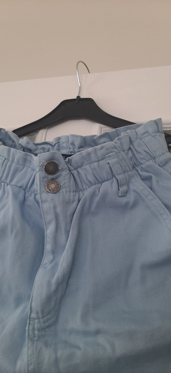 Düğmeli Mavi Kadın Denim Şort - Görsel 4