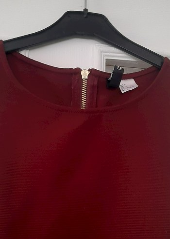 Bordo Kolsuz Yüksek Yakalı Crop Top - Görsel 3
